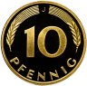 Купить 10 пфеннигов (pfennig) 1995 J