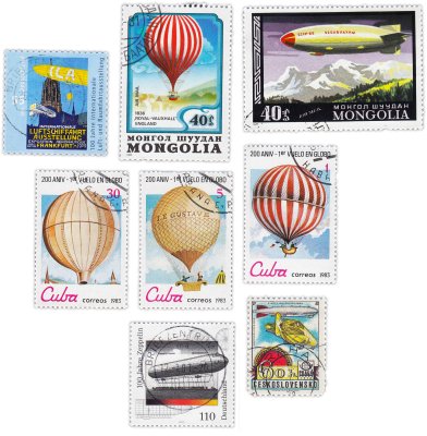 купить Набор из 8 марок "Дирижабли. Воздушные шары"