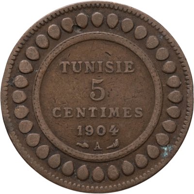 купить Тунис 5 сантимов (centimes) 1904