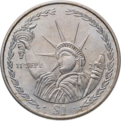 купить Британские Виргинские острова 1 доллар 2002 "Память об 11 сентября 2001"