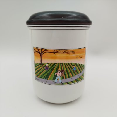 купить Банка для сыпучих продуктов (для чая, специй), серия "Design Naif", автор Жерар Лаплау (Gérard Laplau), фарфор, деколь, дерево (крышка), Villeroy & Boch, фарфор, деколь, дерево (крышка), Villeroy & Boch, Люксембург, 1980-2000 гг.