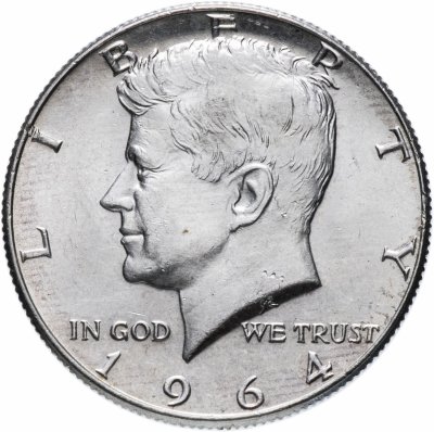 купить США 1/2 доллара (half dollar, полдоллара, 50 центов) 1964 "Кеннеди" без знака монетного двора