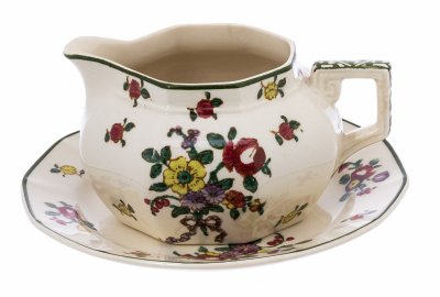 Купить Набор из 2 предметов (молочника и блюдца), фаянс, деколь, мануфактура "Royal Doulton", Англия, 1940-1970 гг.