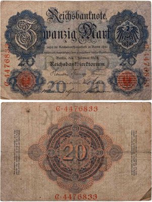 купить Германия 20 марок 1908