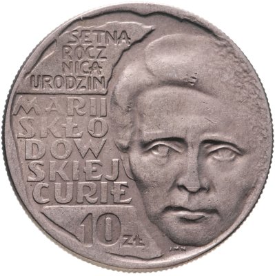купить Польша 10 злотых (zlotych) 1967 "100 лет со дня рождения Марии Склодовской-Кюри"
