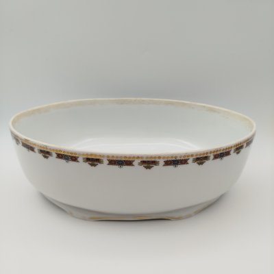 купить Террина с орнаментальным декором (без крышки), фарфор, деколь, золочение, Товарищество М.С. Кузнецова, Российская империя, 1880-1917 гг.