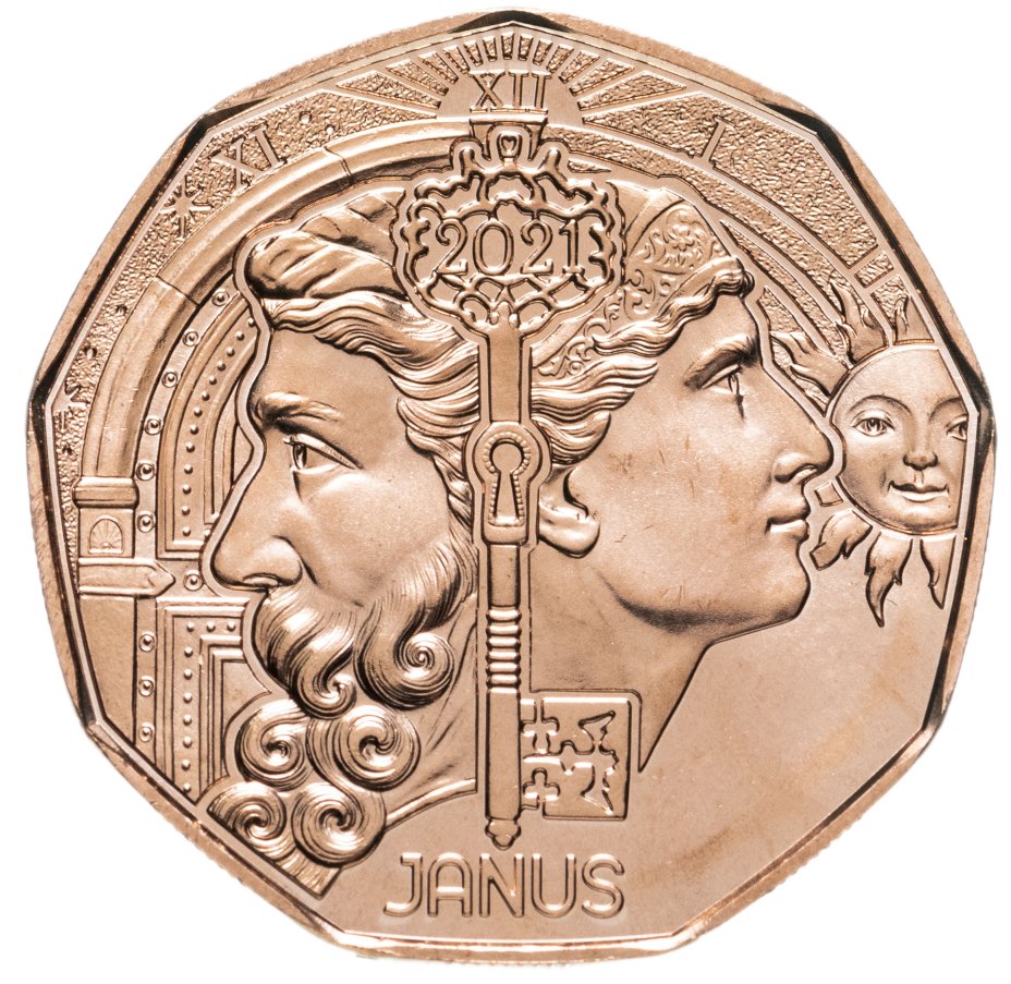 Монета Австрия 5 евро 2021 "Новый год - Янус" стоимостью 1887 руб.