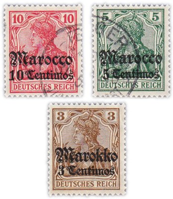 купить Германские колонии, Марокко набор из 3 марок