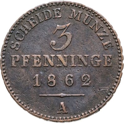 купить Германия, Пруссия 3 пфеннинга 1862 А