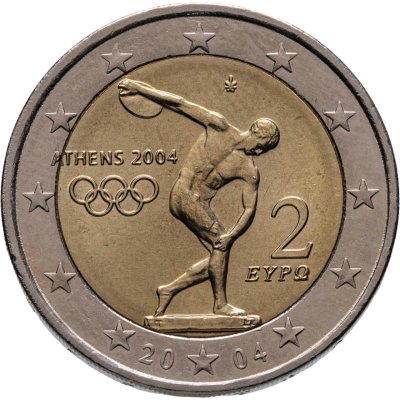 купить Греция 2 евро 2004 "XXVIII Летние олимпийские игры 2004 года в Афинах: Дискобол"