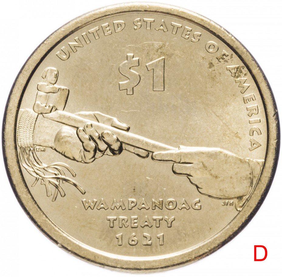 купить США 1 доллар (dollar) 2011 D "Коренные Американцы - Договор с Вампаноагами"