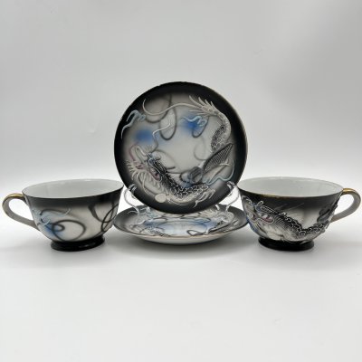 купить Набор из 2-х чайных пар "Дракон", Lux Porcelain FAHD M.K., фарфор, бисквит, роспись, золочение, Азия, 1970-1990 гг.
