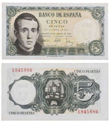 купить Испания 5 песет 1951 (Pick 140)