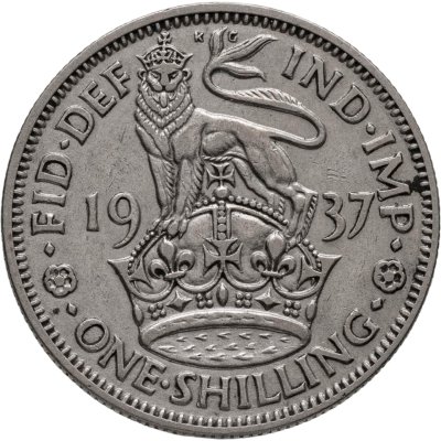 купить Великобритания 1 шиллинг (shilling) 1937 Английский шиллинг - лев, стоящий на короне