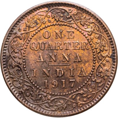 купить Британская Индия 1/4 анны (anna) 1917
