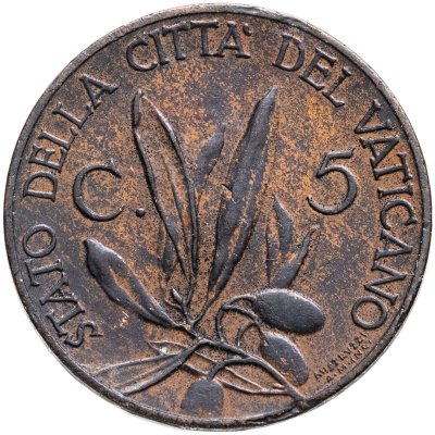 купить Ватикан 5 чентезимо (centesimi) 1930