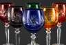 Купить Набор крупных бокалов для вина разноцветных оттенков на 6 персон, Zawiercie Glass, хрусталь, алмазная грань, Польша, 1990-2010 гг.