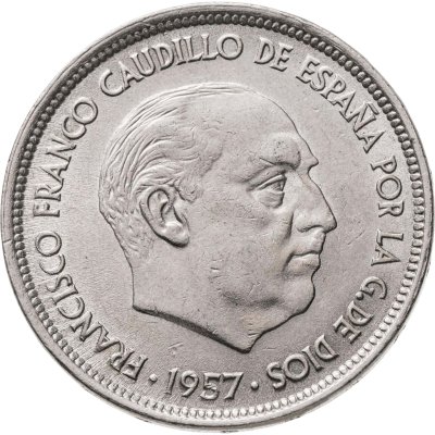 купить Испания 50 песет (pesetas) 1957 // 58 внутри звезды