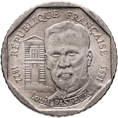купить Франция 2 франка 1995 "100 лет со дня смерти Луи Пастера"