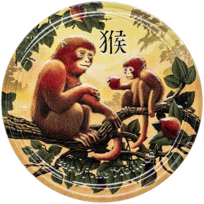 купить Австралия 1 доллар 2016 UNC «Лунный календарь - год обезьяны» в цветном исполнении в футляре с сертификатом