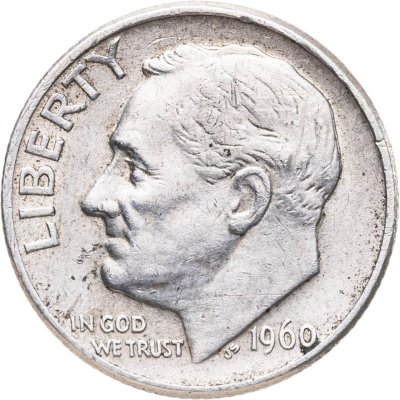 купить США 10 центов (дайм, one dime) 1960 D Silver Roosevelt Dime (Рузвельт) знак монетного двора "D" - Денвер