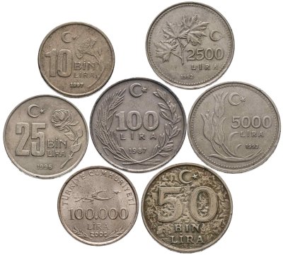 купить Турция - набор монет для обращения 1984-2000 (7 штук)