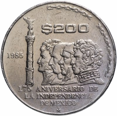 купить Мексика 200 песо 1985 "175 лет Независимости"