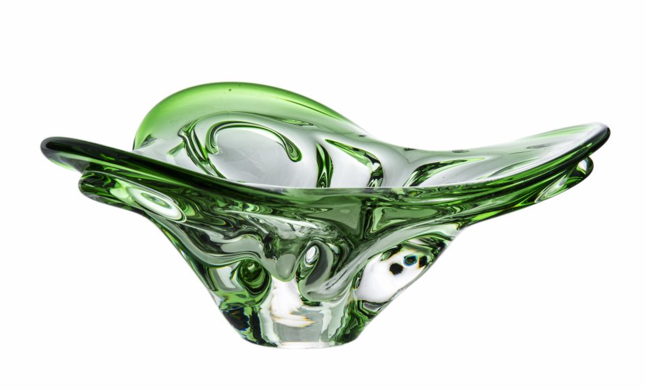 купить Ваза (конфетница) необычной формы, зеленое стекла, Чехия, 1980-2000 гг.