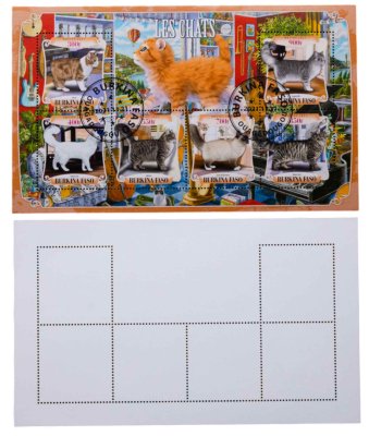 купить Буркина Фасо марки квартблок "Коты и кошки"