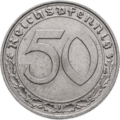 купить Германия, Третий рейх 50 рейхспфеннигов (reichspfennig) 1939, знак монетного двора "А"
