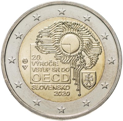 купить Словакия 2 евро 2020 "Вступление Словакии в Организацию по экономической кооперации и развитию"