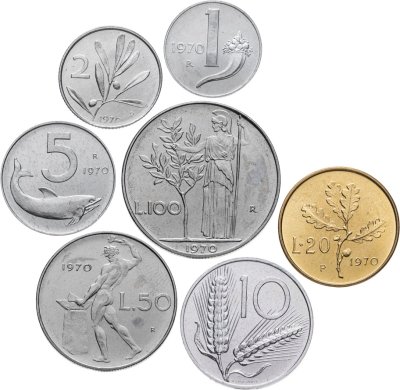 купить Италия набор из 7 монет 1970