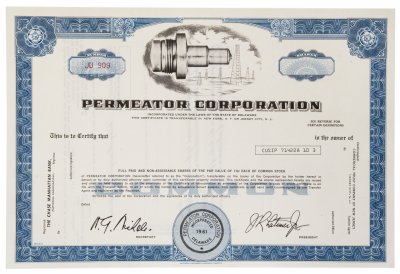 купить Акция США PERMEATOR CORPORATION, 1961 г. ( без гашения)