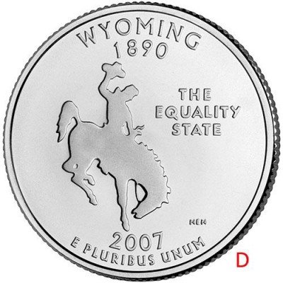 Купить США 25 центов (квотер) 2007 D — штат Вайоминг