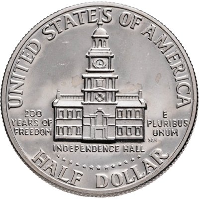 купить США 50 центов (1/2 доллара, half dollar) 1976 S Proof 200 лет независимости США знак монетного двора "S" - Сан-Франциско