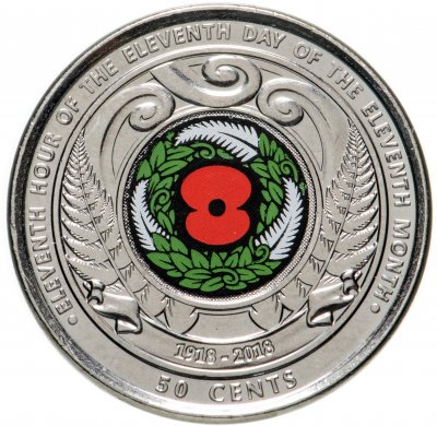 купить Новая Зеландия 50 центов 2018 День перемирия