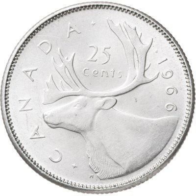 купить Канада 25 центов (cents) 1966