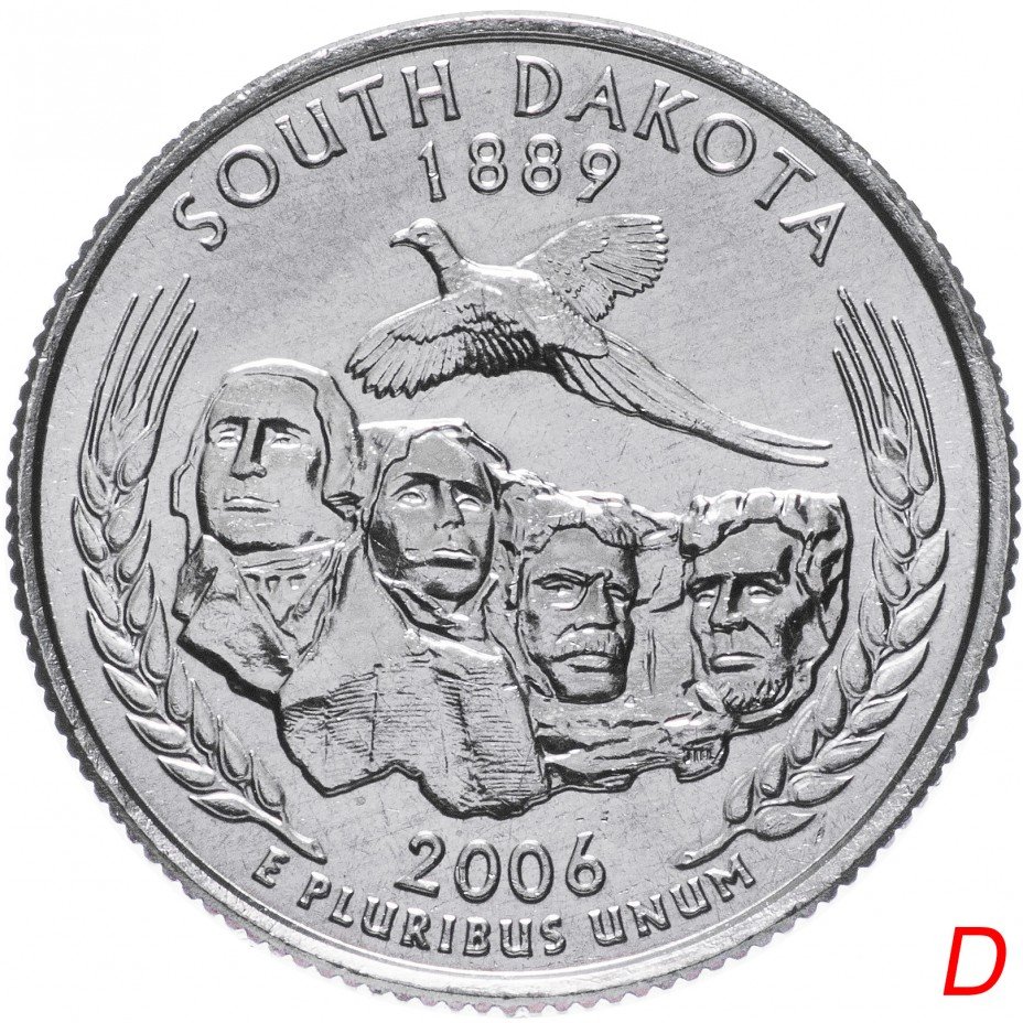 купить США 1/4 доллара (квотер, 25 центов) 2006 D "Штат Южная Дакота"