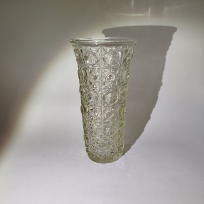 купить Ваза для цветов с рельефным геометрическим декором, стекло, Уршельский стеклозавод имени 10-й годовщины Октября, СССР, 1960-1980 гг.