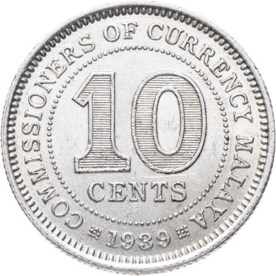 купить Британская Малайя 10 центов (cents) 1939