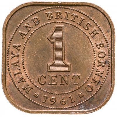 Купить Малайя и Британское Борнео 1 цент (cent) 1961