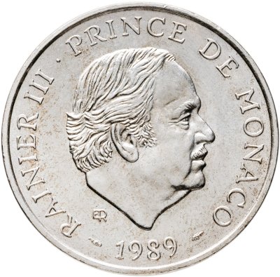 купить Монако 100 франков (francs) 1989 40 лет правления Ренье III