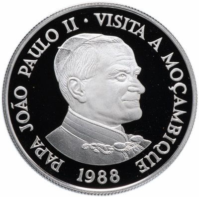купить Мозамбик 1000 метикалов (meticais) 1988 год (Визит Папы Иоанна Павла II. Серебро)