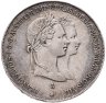 Купить Австрия 1 гульден (gulden) 1854 "Свадьба Франца-Иосифа и Елизаветы Баварской"