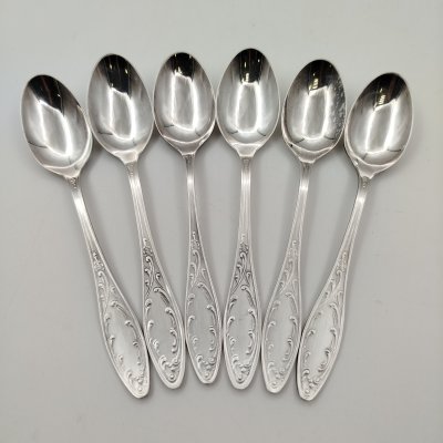 купить Набор из 6-ти чайных ложек с растительным орнаментом, мНЦ (медь-никель-цинк), Кольчугинский завод цветных металлов, СССР, 1960-1980 гг.