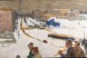 Купить Картина "Город строится", художник Моторин Алексей Васильевич (1924-2004), оргалит, масло, холст, СССР, 1958 г.