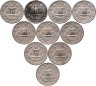 Купить США набор из 10 монет 25 центов (квотер, 1/4 доллара, quarter dollar) 1968-1990