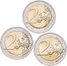 Купить Комплект из 3-х монет 2 евро (euro) 2018 Литва, Латвия и Эстония 100 лет независимости