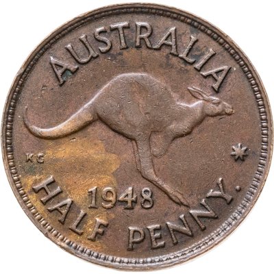 купить Австралия 1/2 пенни (penny) 1948 Точка после "PENNY"