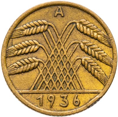купить Германия, Третий рейх 10 рейхспфеннигов (reichspfennig) 1936 A